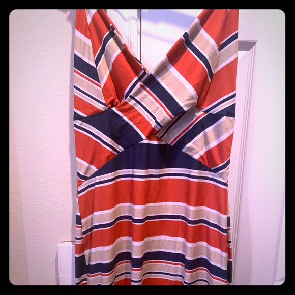 Multi color shoulder strap vneck dress - Picture 1 of 2